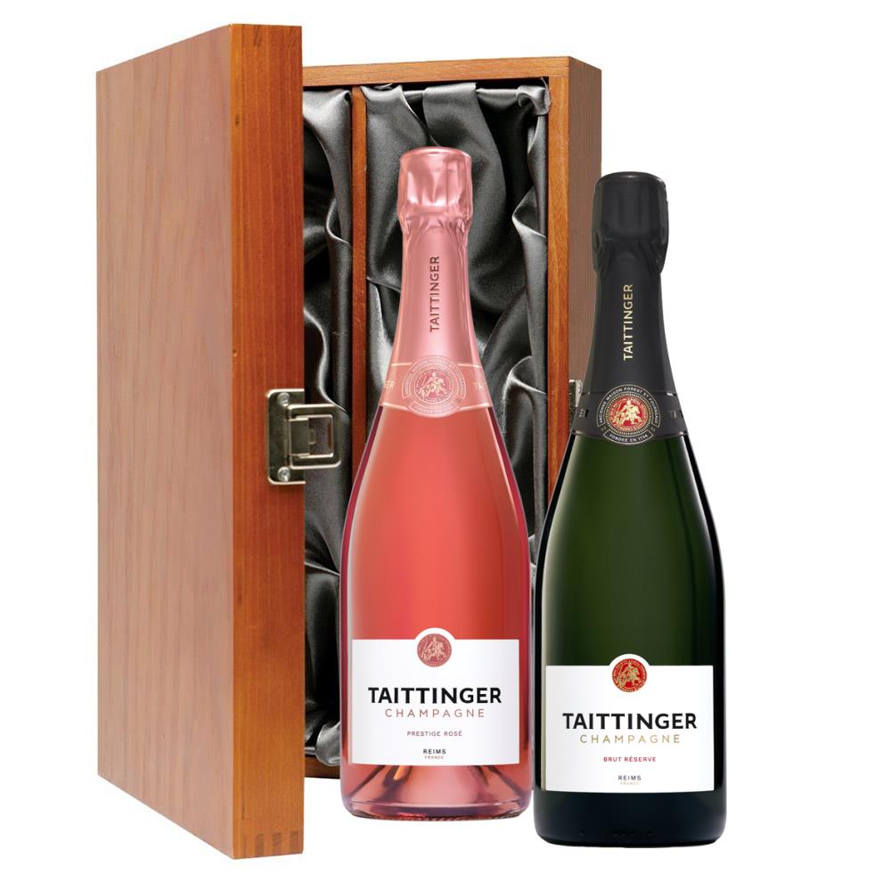 Taittinger Brut and Rose Double Luxury Gift Boxed Champagne